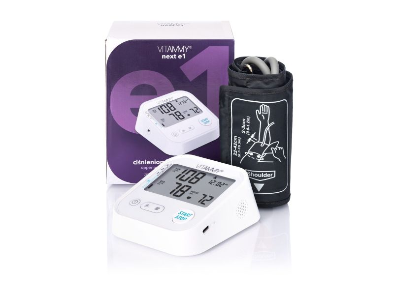 Ciśnieniomierz VITAMMY Next E1 Mówiący po Polsku z Zasilaczem